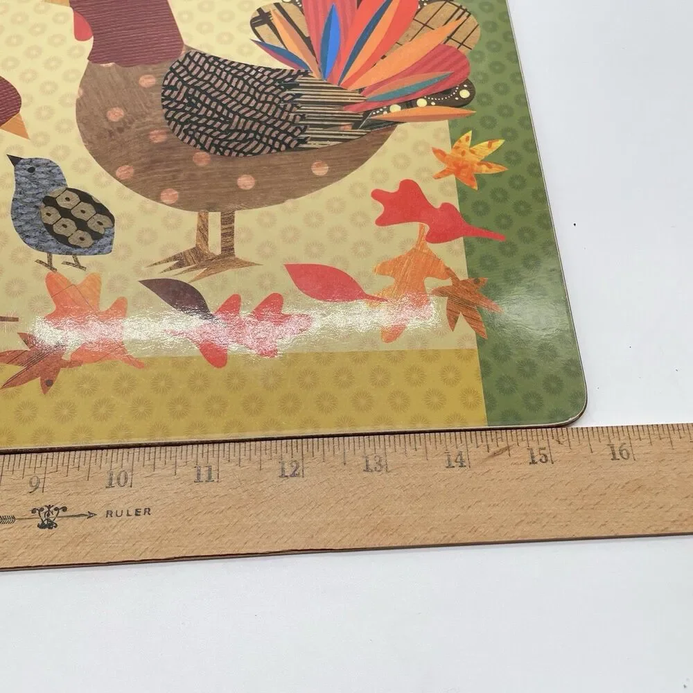 Pottery Barn Kids Turkey Placemats Set of 6 Thanksgiving Cork Back 15.5x11.5